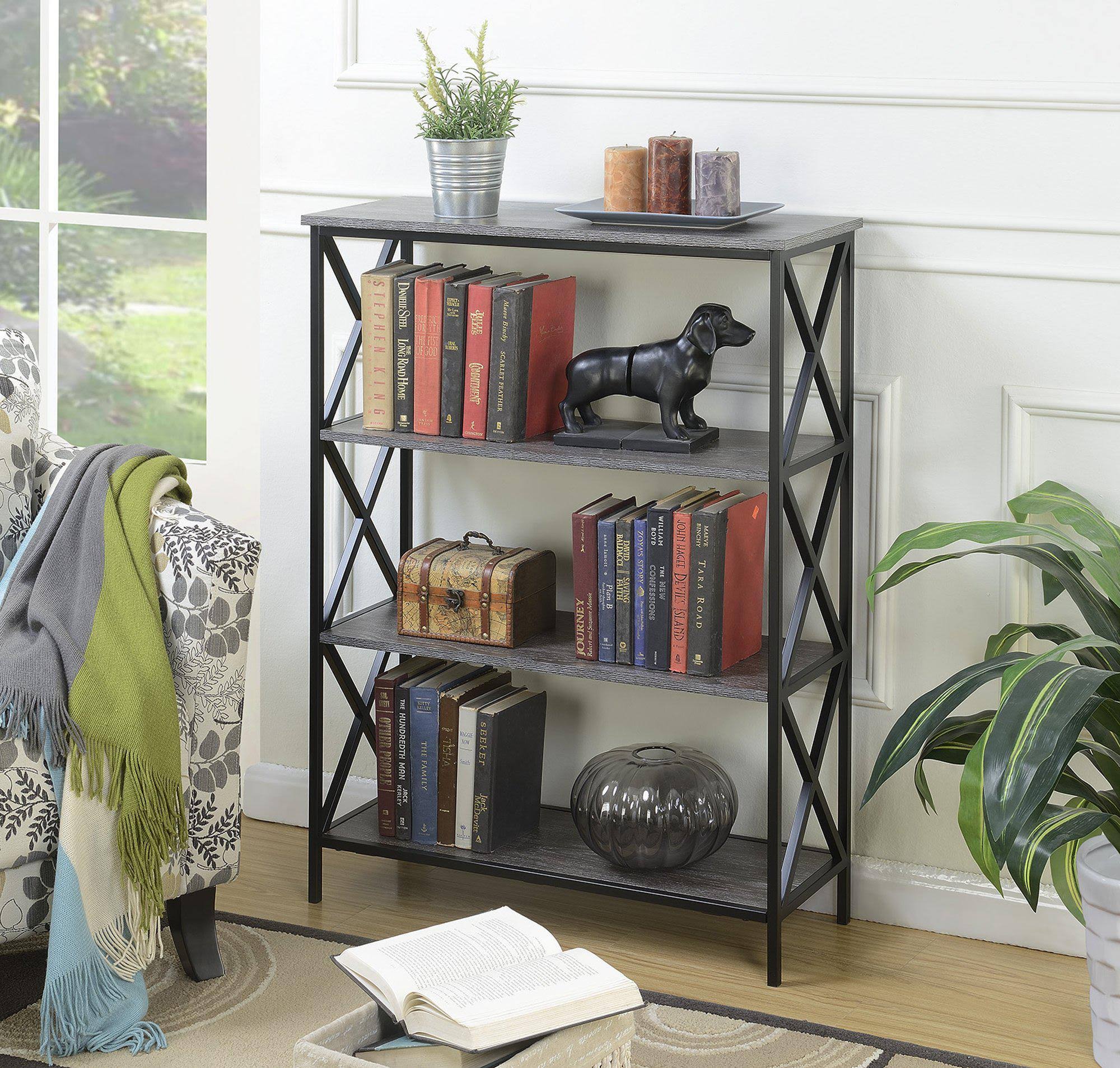 Weathered Gray 4 Tier Bookcase T2548