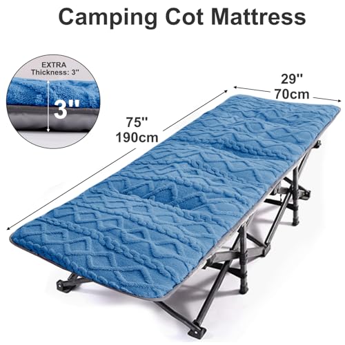 Thick Camping Cot Mattress with Elastic Straps (75" x 28") Q572