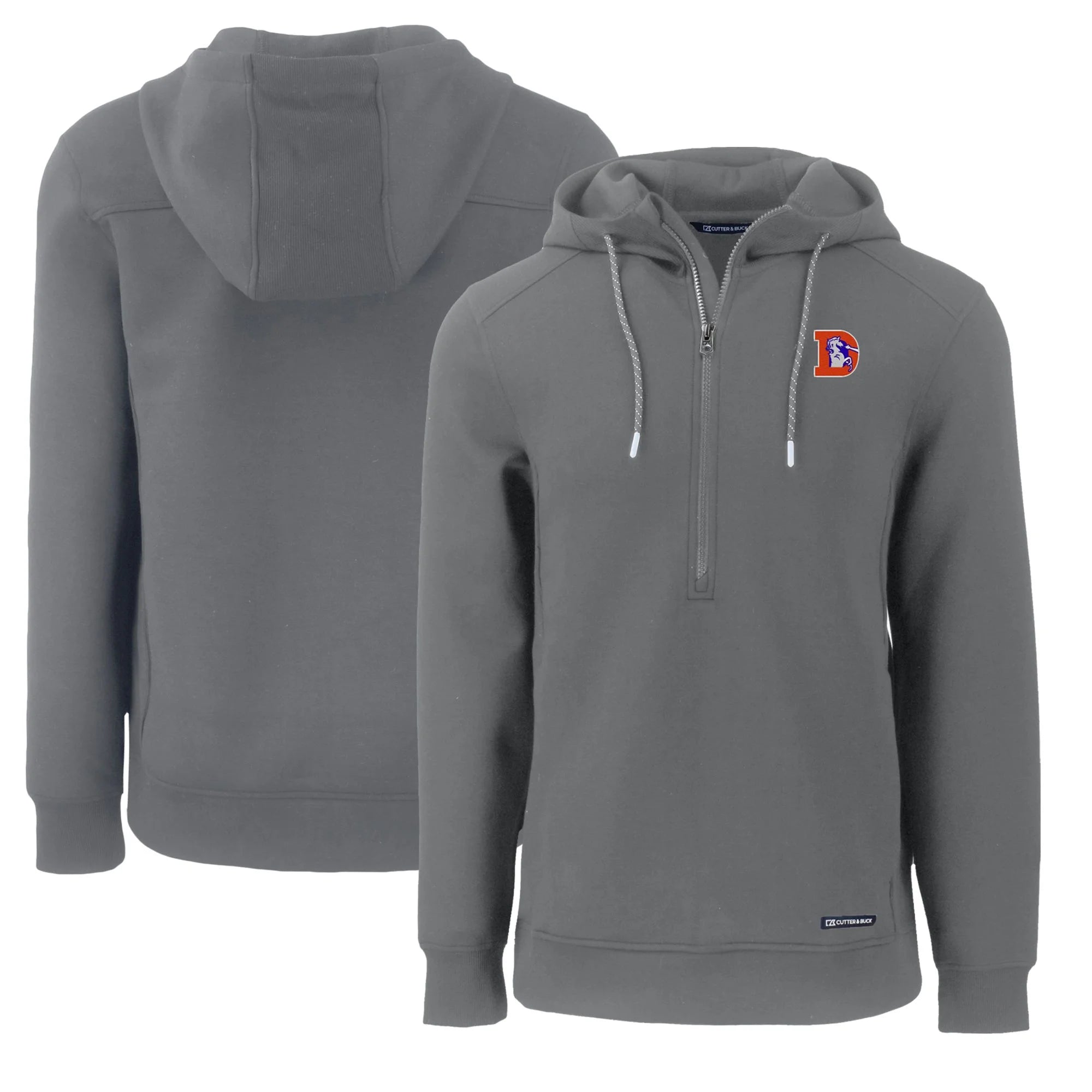 Gray Denver Broncos Half-Zip Recycled Pullover Hoodie W48423