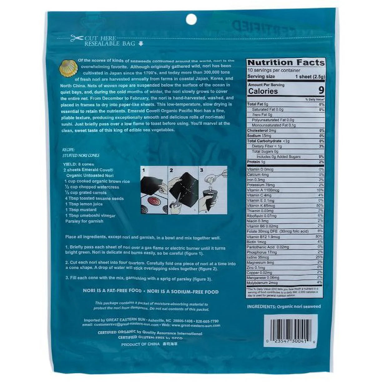 Organic Pacific Nori Sheets 0.9 oz Pack of 2 Z6382
