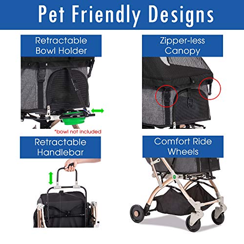 Taupe Light-Weight Pet Stroller with Aluminum Frame J3654