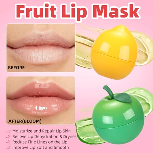 6 PCS Mini Strawberry Lemon Peach Cherry Moisturizing Lip Sleeping Mask Set Y763975