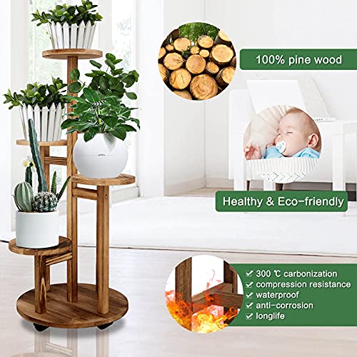 5 Tiered Walnut Wood Plant Stand W566