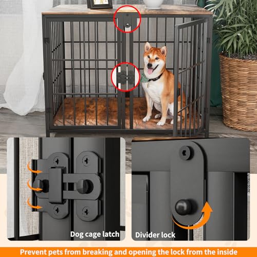Large Wooden Dog Crate Furniture with Removable Divider K89923
