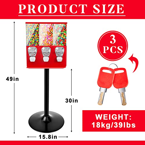 Black Triple Head Candy Vending Machine with Stand A738
