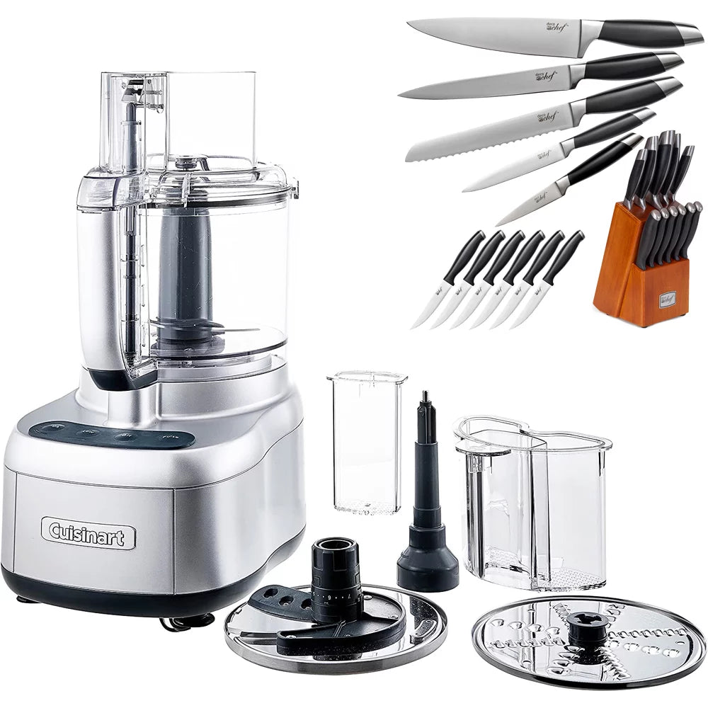 11 Cup Silver Food Processor with 12 Piece Stainless Steel Knife Set Y972118