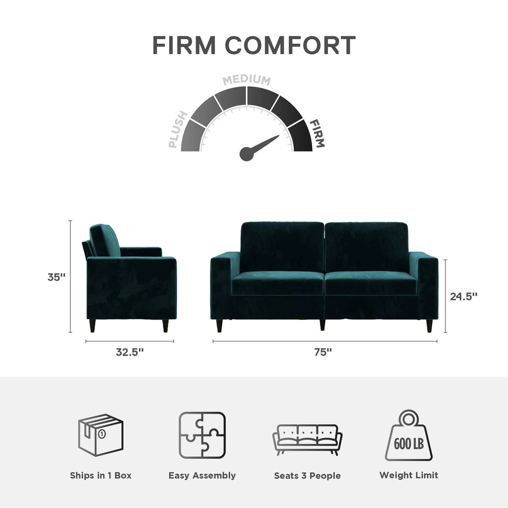 Green Velvet 3 Seater Sofa Y2849