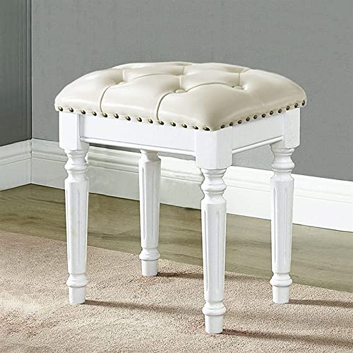 Vanity Bench with Padded Cushion Solid Wood Stool E351