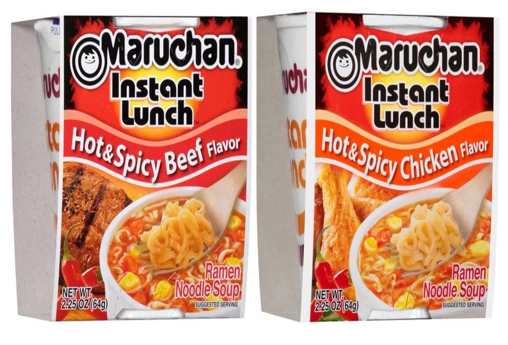 Spicy Beef and Spicy Chicken 2 Flavors Ramen Cup Noodles Instant Quantity of 24 Y23325