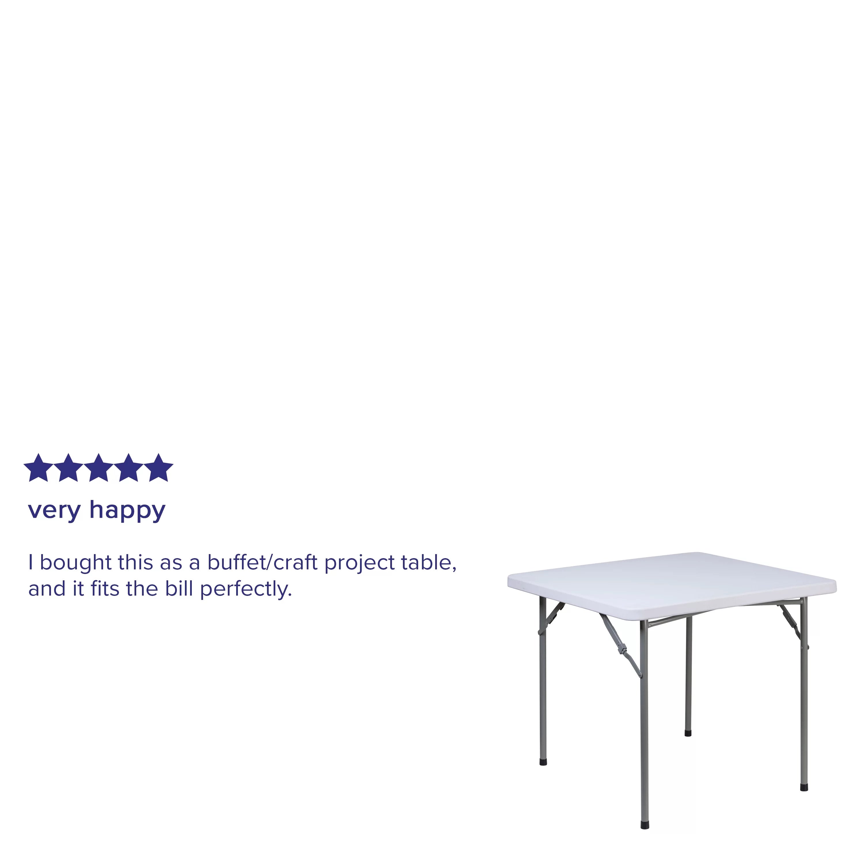 2.81-Foot Square Granite White Plastic Folding Table X71370