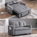 Dark Grey Upholstered Convertible Folding Sofa Bed with Storage Pocket X918732