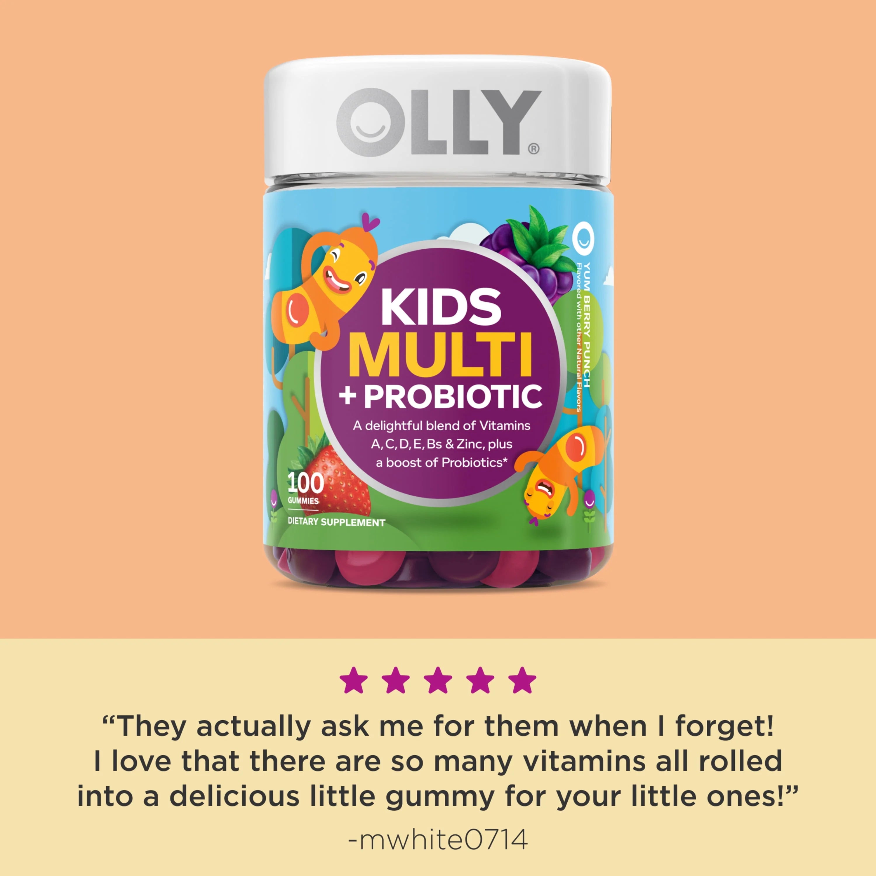Kids Multivitamin Probiotic Gummy, Berry, 100 Ct K7613