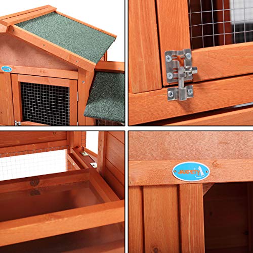 Orange Wooden Rabbit Hutch with Removable Tray & Ramp A5114