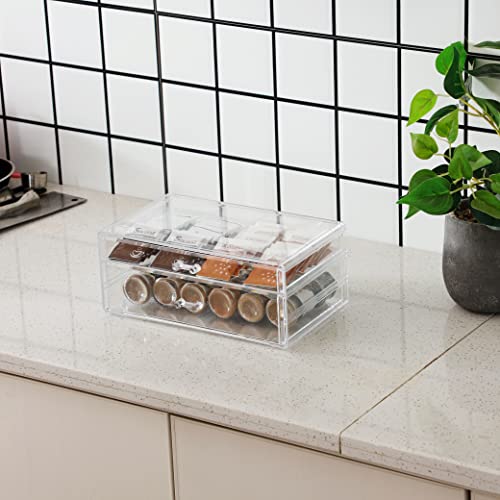 Acrylic Storage Desk Box with 3 Drawers Plastic Makeup Organizer Containers Bins B5722