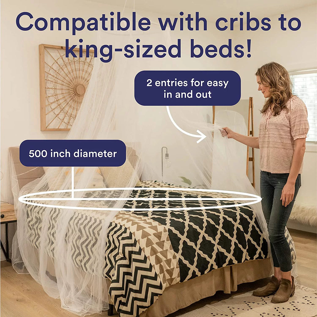 Ultra Large Mosquito Net Bed Canopy, Single to King Size, Mesh 380, 2 Entries, Storage Bag U217