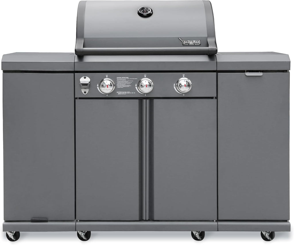 3-Burner Propane Gas BBQ Grill, Stainless Steel, Gray S47799