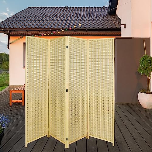 4 Panel Bamboo Room Divider with Shelves P699547