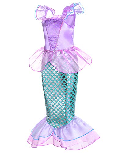 Pink Little Girls Princess Mermaid Costume with Wig Crown P5662