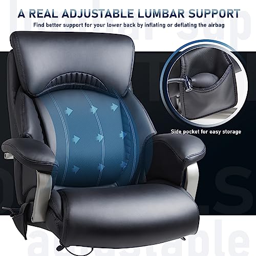 Big and Tall Heavy Duty Leather Office Chair with Wide Seat Black Y335445