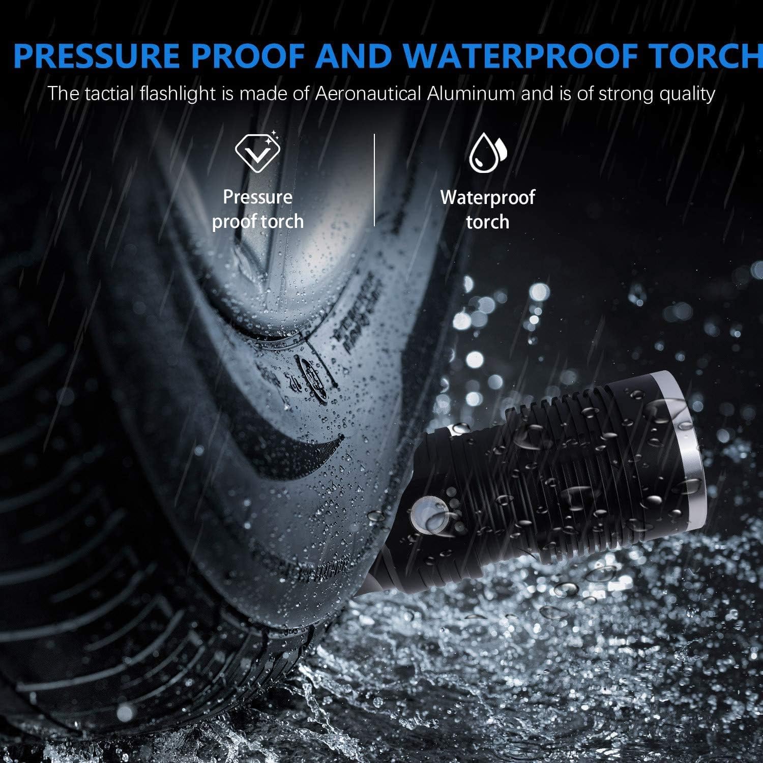 100000 Lumen Rechargeable Tactical Flashlight with Battery Q6687