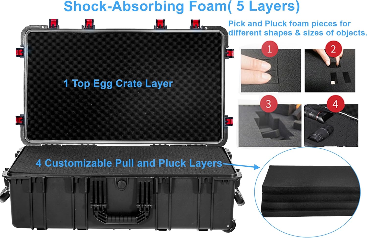 Waterproof Roller Hard Case 35"x 20.5"x 12" with Foam Wheels D4037
