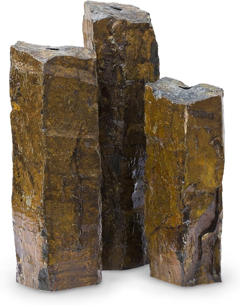 Set of 3 Basalt Stone Fountain Columns K44818