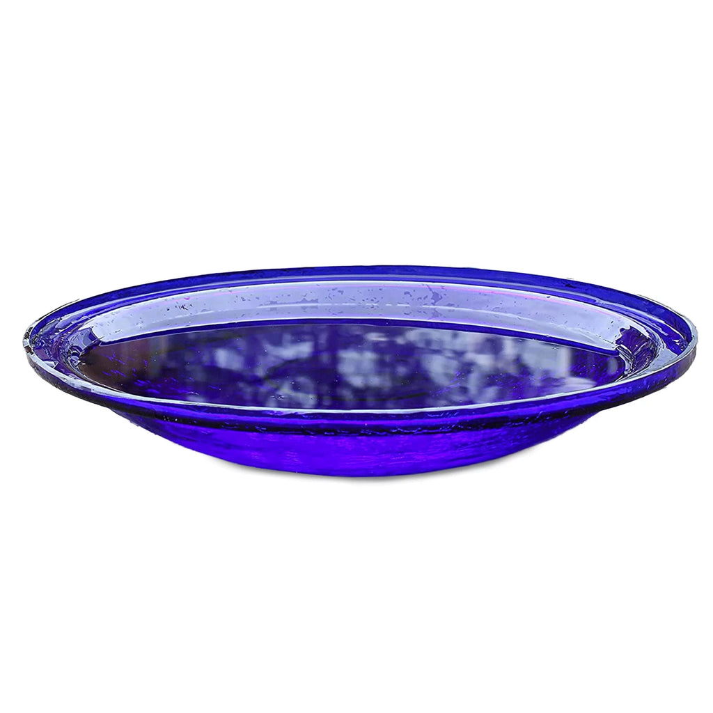 14 In Crackle Glass Bowl and Birdbath Decoration, Cobalt Blue F594468