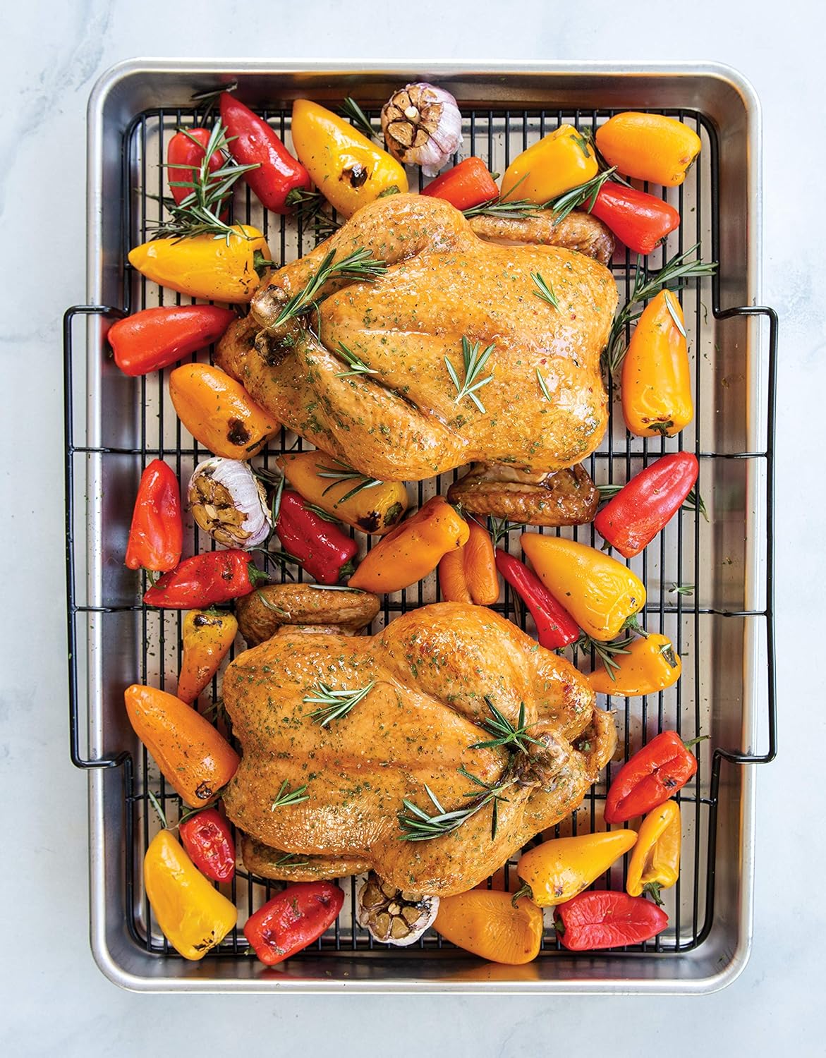 Extra Large Oven Crisping Baking Tray with Rack, Silver P385