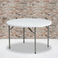 4' Round Plastic Folding Table Granite White V540