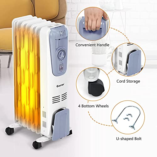 Oil Filled Radiator Heater with Adjustable Thermostat, 3 Heat Settings P7180