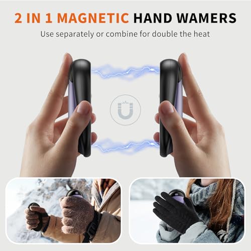 Rechargeable 2 Pack Magnetic Electric Hand Warmer with Digital Display V925377