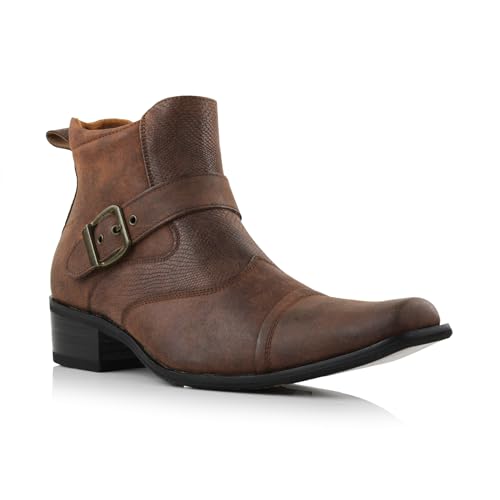Mens Memory Foam Casual High Western Buckle Strap Ankle Dress Boots X24318