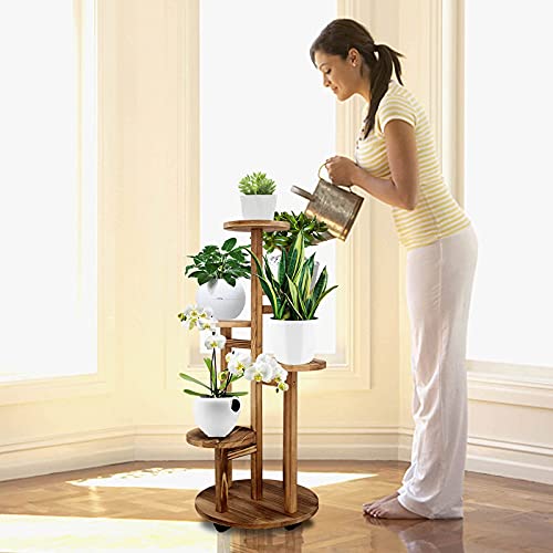 5 Tiered Walnut Wood Plant Stand W566
