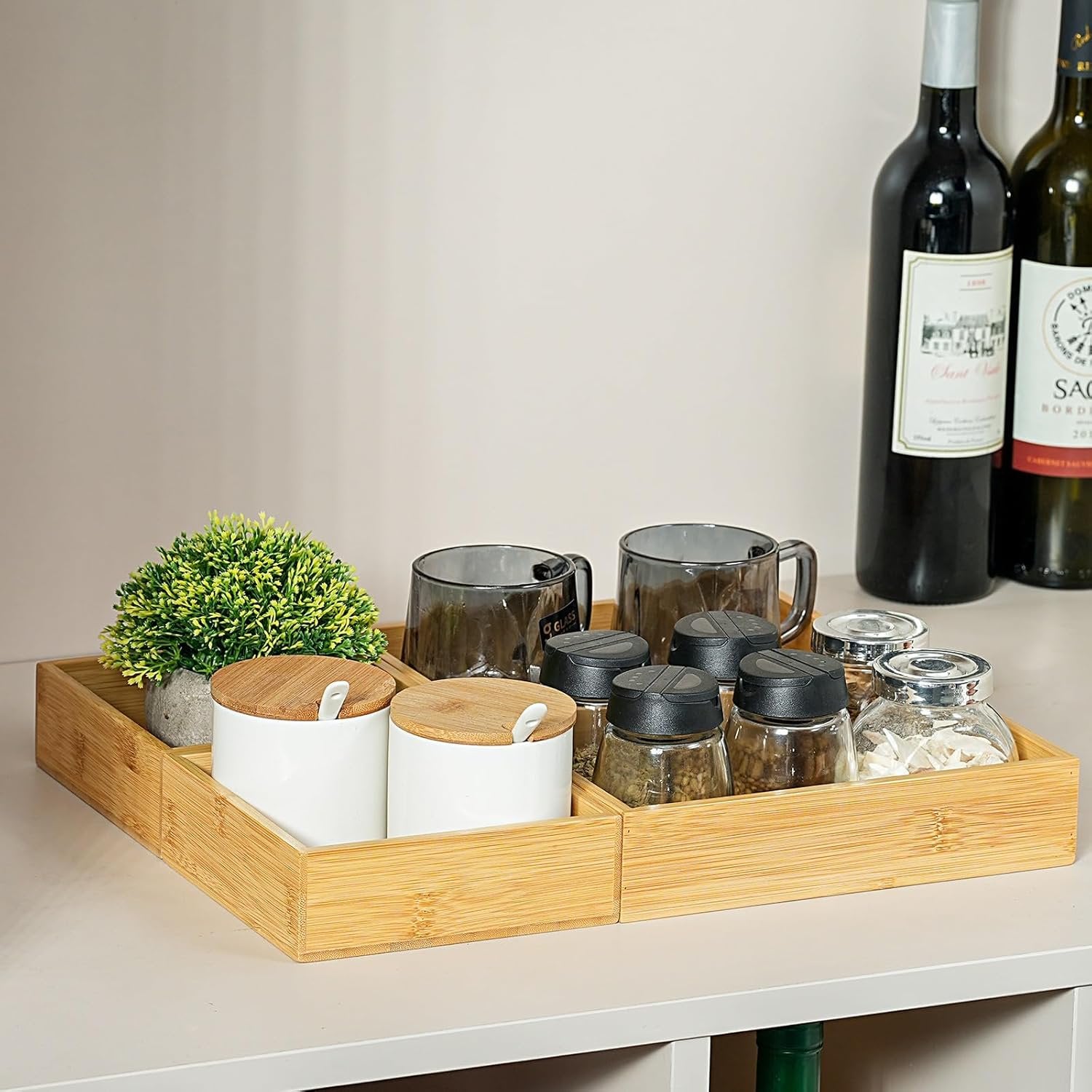 Set of 9 Bamboo Wood Drawer Organizer E576