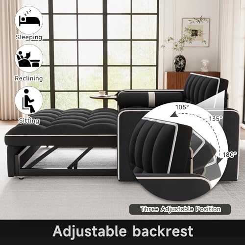 3 in 1 Sleeper Sofa Bed with Side Table, Orange G97058
