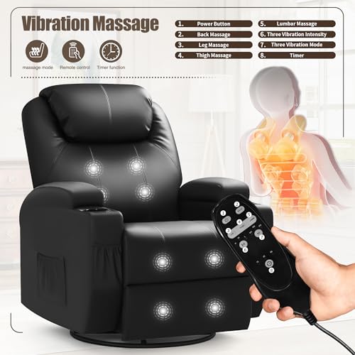 Black PU Leather Power Lift Recliner Chair with Massage O440