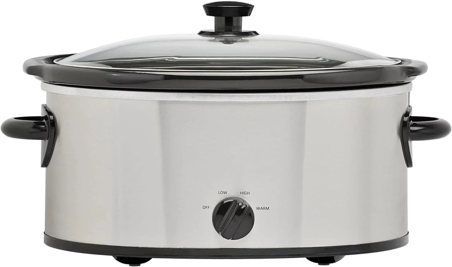 6 Quart Oval Stainless Steel Slow Cooker with Glass Lid G9164