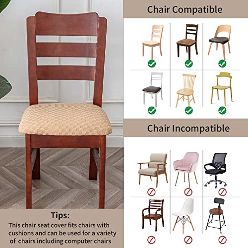 Ivory Jacquard Dining Chair Seat Covers (4) I69805