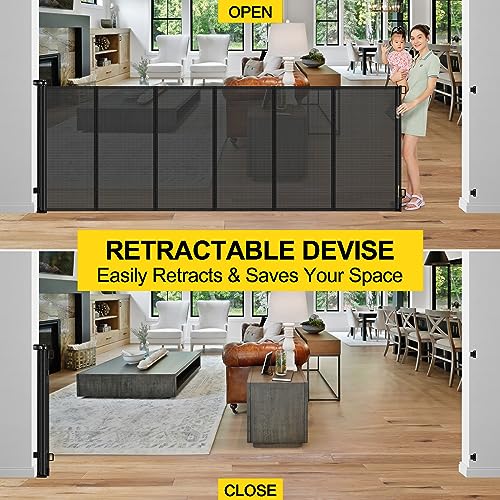 Black 42" x 80" Retractable Baby Gate T915