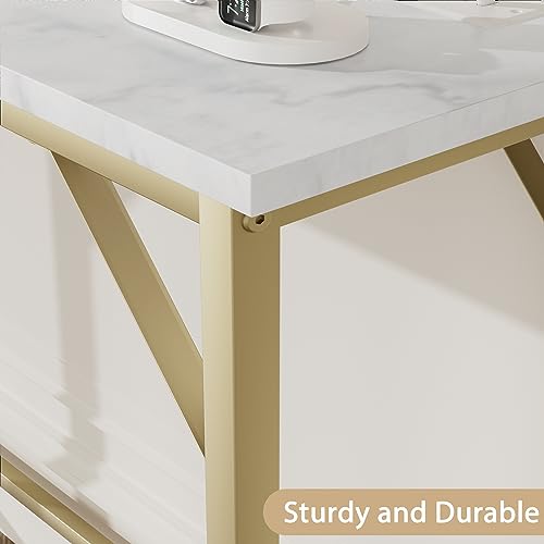 Gold Narrow Console Table with Outlets T5809