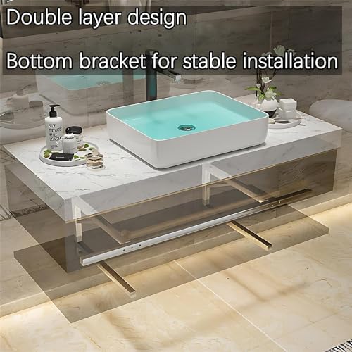 Solid Wood Wall Mounted Bathroom Vanity with Sink and LED Mirror (Single Sink 36") G878229