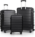 Black 3 Piece Hardside Expandable Luggage Set with Spinner Wheels Y434