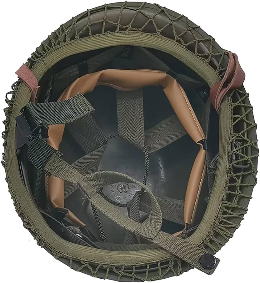 WW2 US Army M1 Helmet Steel Shell with Net Canvas Chin Strap Cat Eye Band H30725