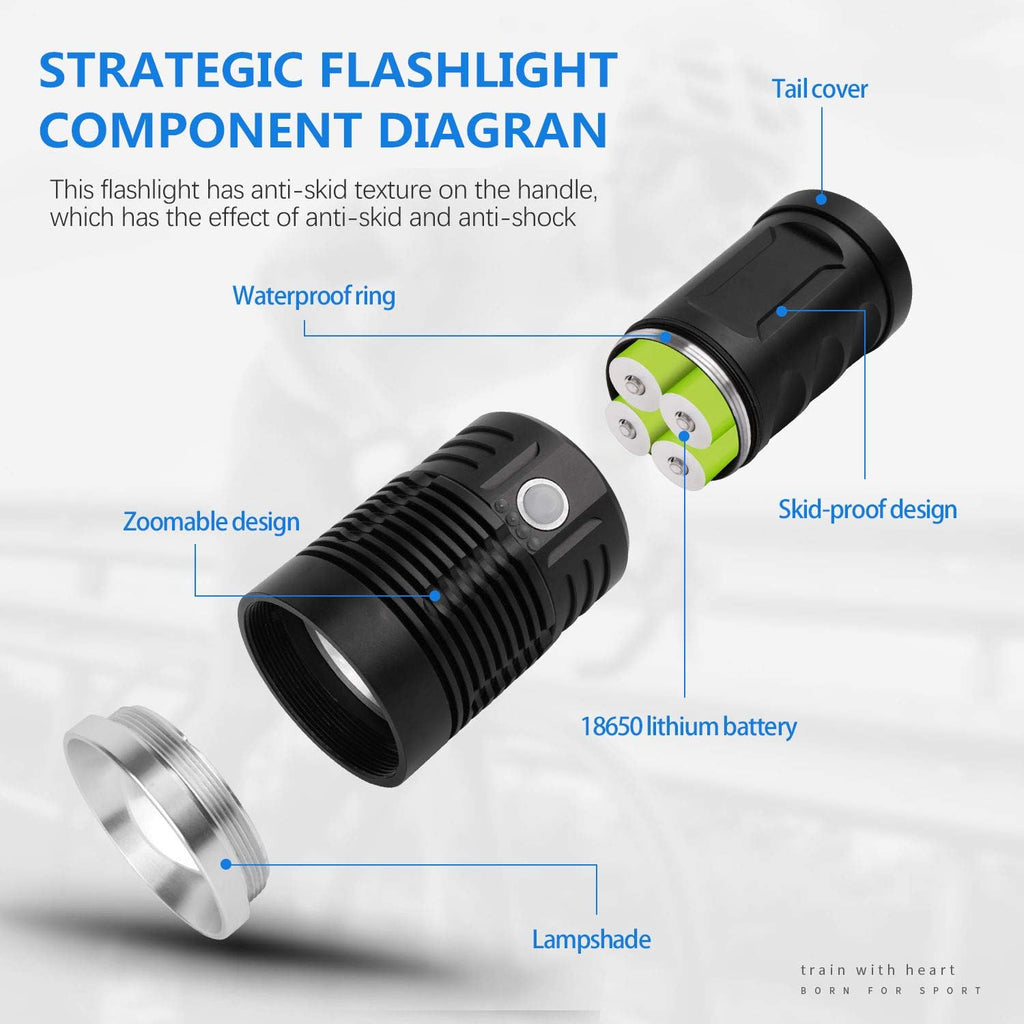 100000 Lumen Rechargeable Tactical Flashlight with Battery Q6687
