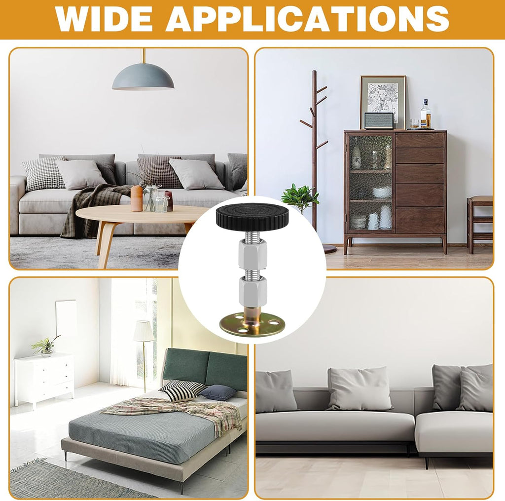 4 Pcs Adjustable Furniture Legs with 16 Thread, 64-87mm S290