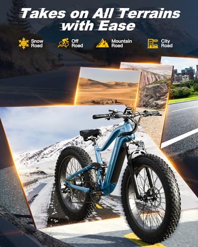 48V 20AH Battery Full Suspension 26" Fat Tire Electric Bicycle K57208