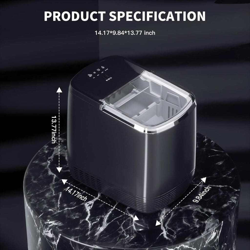 Countertop Ice Maker, 3.5 Minutes Fast Ice Making Machine Auto-Cleaning Function, Portable Ice Maker with Basket and Scoop A503