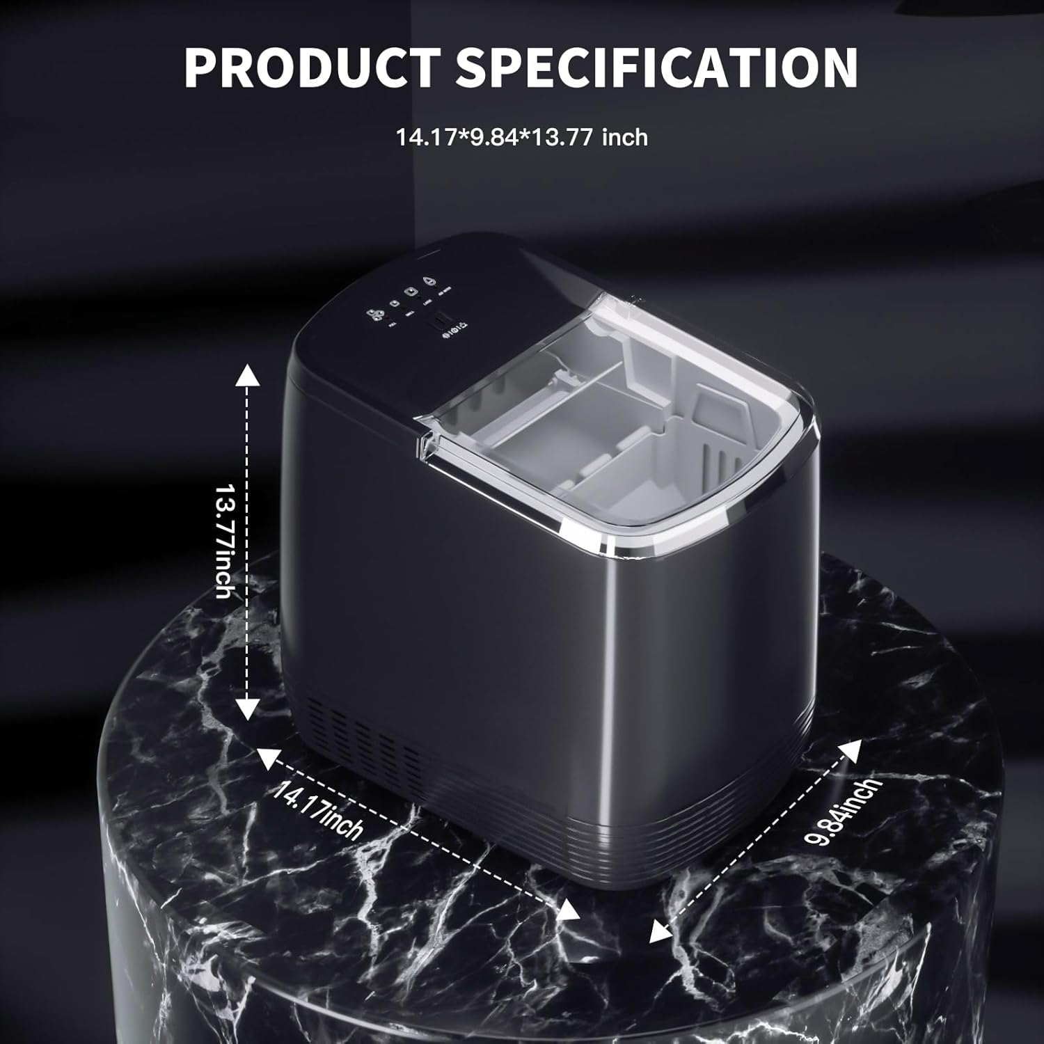 Countertop Ice Maker, 3.5 Minutes Fast Ice Making Machine Auto-Cleaning Function, Portable Ice Maker with Basket and Scoop A503
