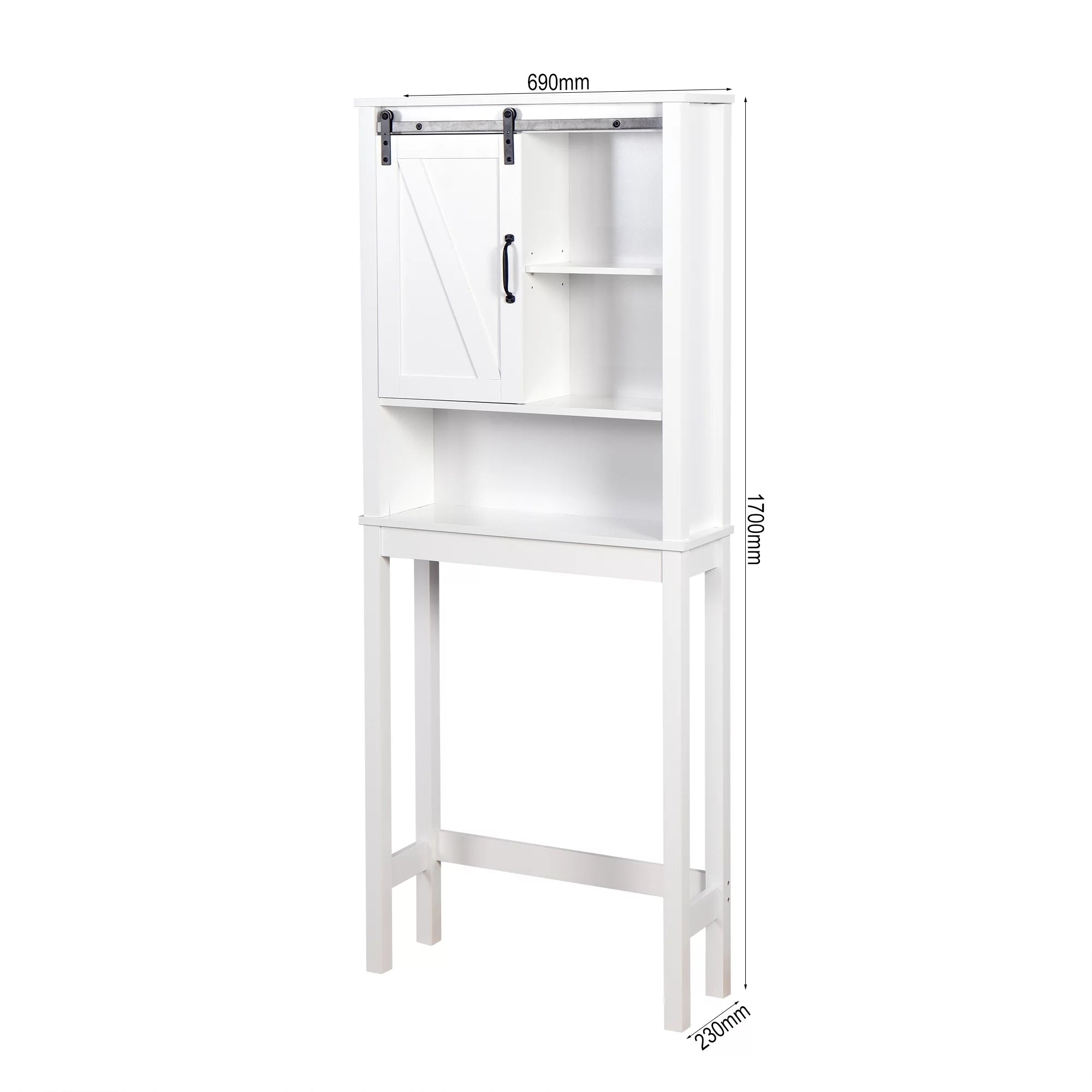 Over-the-Toilet Storage Cabinet with Adjustable Shelves and Barn Door 27.16 x 9.06 x 67 inch V64083