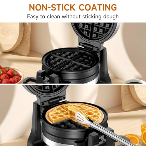 Double Belgian Waffle Maker 1400W Nonstick Stainless Steel G715